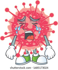 A Crying face of coronavirus emergency cartoon character design
