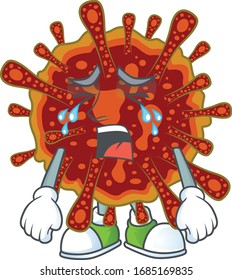 A Crying face of deadly coronvirus cartoon character design