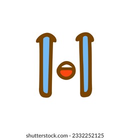 Crying face doodle icon. Emoticon in hand drawn style isolated on white background