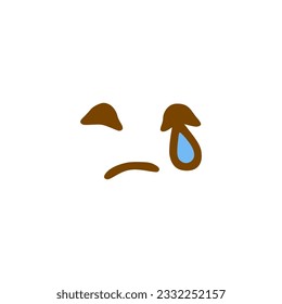 Crying face doodle icon. Emoticon in hand drawn style isolated on white background
