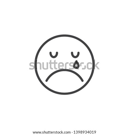 Crying face emoticon line icon. Sadness, unhappy, depression linear style sign for mobile concept and web design. Sad face emoji outline vector icon. Symbol, logo illustration. Vector graphics