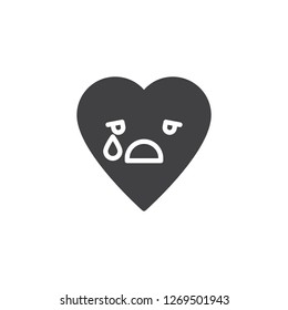 Crying Face emoticon vector icon. filled flat sign for mobile concept and web design. crying heart face character emoji solid icon. Symbol, logo illustration. Pixel perfect vector graphics