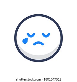 crying face flat emoji icon