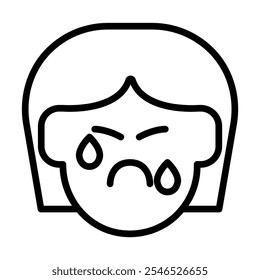 Crying face icon in thin line style vector illustration graphic design