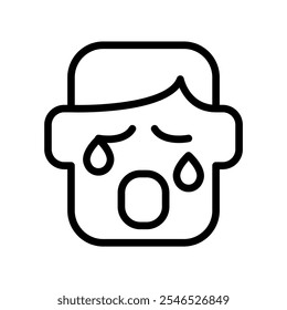 Crying face icon in thin line style vector illustration graphic design