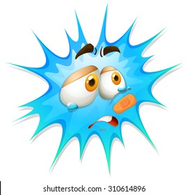 Cara llorando en la ilustración de splash azul