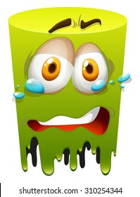 Crying face on green illustration