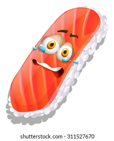 Schreien von Gesicht auf Sushi-Illustration