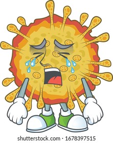 A Crying face of outbreaks coronavirus cartoon character design