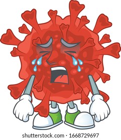 A Crying face of red corona virus cartoon character design