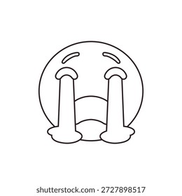 rosto de choro boca triste aberta piscina de choro desesperado de lágrimas símbolo emoji ícone ícone vetor ilustração isolado plano