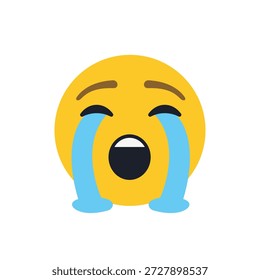 rosto de choro boca triste aberta piscina de choro desesperado de lágrimas símbolo emoji ícone ícone vetor ilustração isolado plano