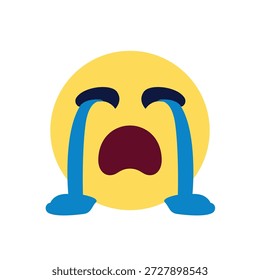 rosto de choro boca triste aberta piscina de choro desesperado de lágrimas símbolo emoji ícone ícone vetor ilustração isolado plano