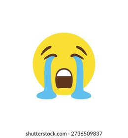 crying face sad mouth open desperate cry pool of tears emoji symbol sign icon vector illustration isolated flat	