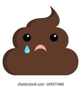 Crying Face stinky poop shit emoji flat icon, vector sign, colorful pictogram isolated on white. Symbol, logo illustration. Flat style design