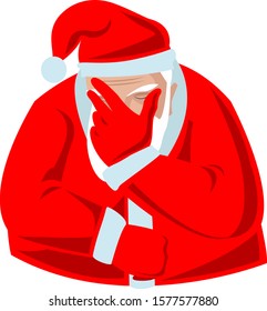 Crying and facepalming santa in red costume