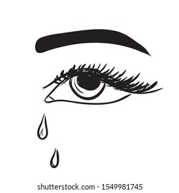 
Crying female eye, hand drawn, sketch style.