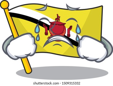 Crying flag brunei darussalam isolated with mascot