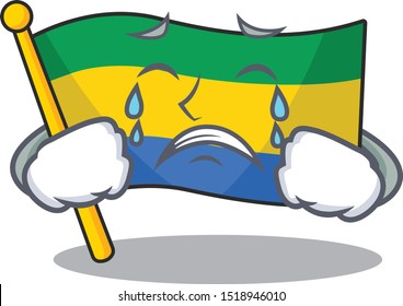 Crying flag gabon isolated in the cartoon