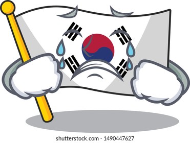 Crying flag korea isolated with the mascot