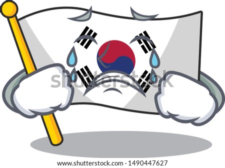 Crying flag korea isolated with the mascot