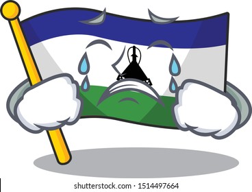Crying flag lesotho isolated in the character