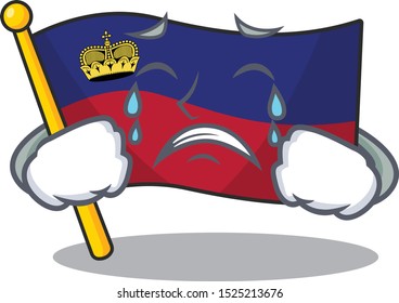 Crying flag liechtenstein folded above mascot table