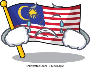 Crying flag malaysia hoisted on cartoon pole
