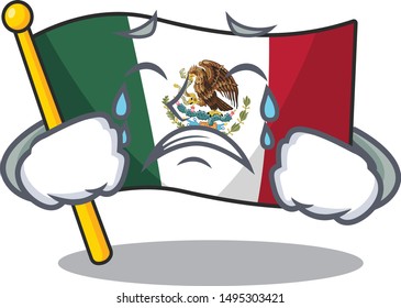 Crying flag mexico isolated with the character
