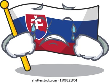 Crying flag slovakia isolated in the cartoon