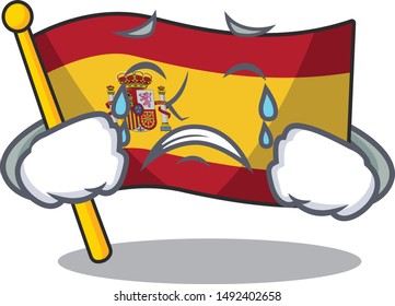 Crying flag spain isolated in the cartoon