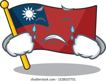 Crying flag taiwan mascot isolated the cartoon