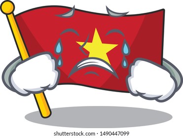 Crying flag vietnam fluttered on mascot pole