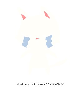 crying flat color style cartoon cat