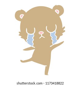 crying flat color style cartoon bear doing a sad dance