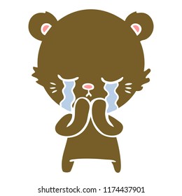 crying flat color style cartoon bear