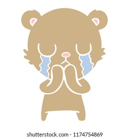 crying flat color style cartoon bear