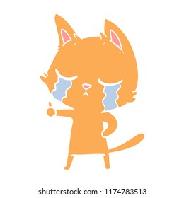 crying flat color style cartoon cat