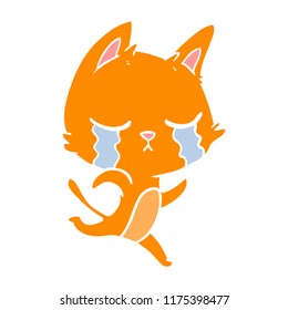 crying flat color style cartoon cat