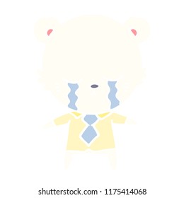 crying flat color style cartoon polarbear
