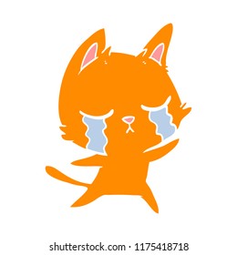 crying flat color style cartoon cat