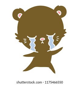 crying flat color style cartoon bear