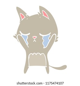 crying flat color style cartoon cat