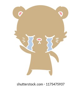 crying flat color style cartoon bear