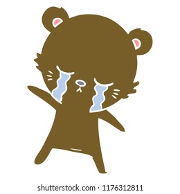 weinender Cartoonbär mit flacher Farbe