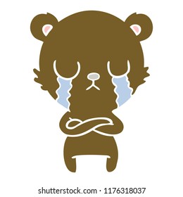 crying flat color style cartoon bear