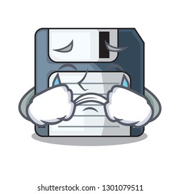 Crying floppy disk in the character funny