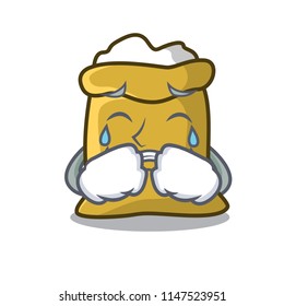 Crying flour mascot cartoon style