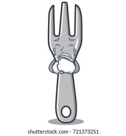 Crying fork character cartoon style