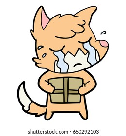caricatura de zorro llorón con parcel